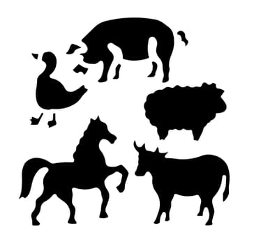 Animal stencil shapes on a white  background