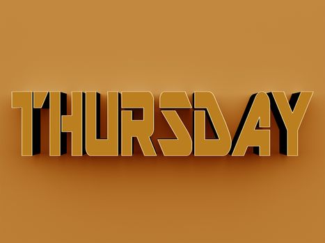 3D Text - Thursday on yellow background