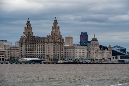 The Liver building as viewed from the banks of the river Mersey