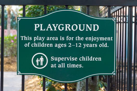 Playground safety sign