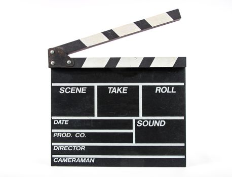 Movie clapper board on a white background