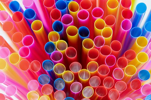 Multi coloured plastic drinking straws