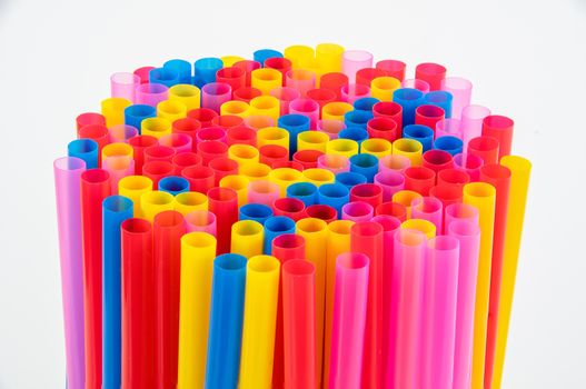 Multi coloured plastic drinking straws