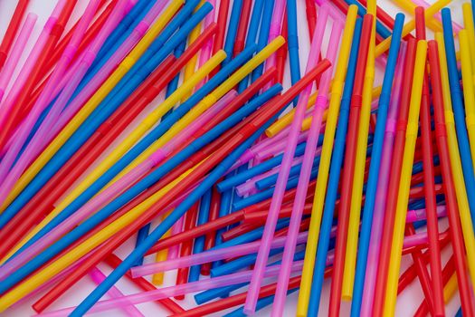 Multi coloured plastic drinking straws