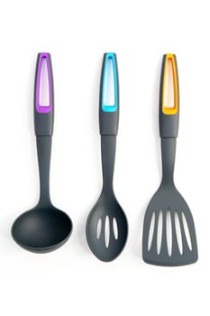 Set of three Kitchen cooking utensils on a white background