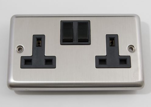 UK Chrome Mains Plug Socket