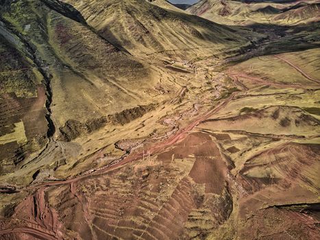 Aerial view of dangerous high-mountain road in Andes, South America