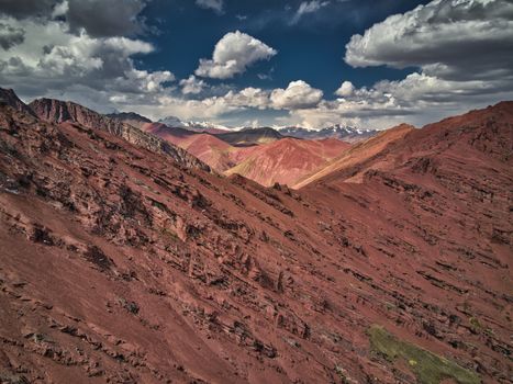 Aerial view of high-mountain landscape in Andes, South America