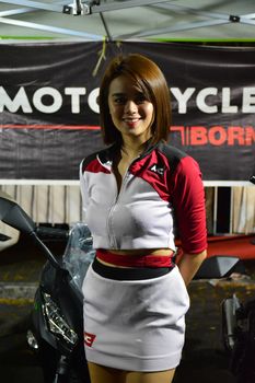 PASAY, PH -DEC 8 - Car show female model at Bumper to Bumper car show on December 8, 2018 in Pasay, Philippines
