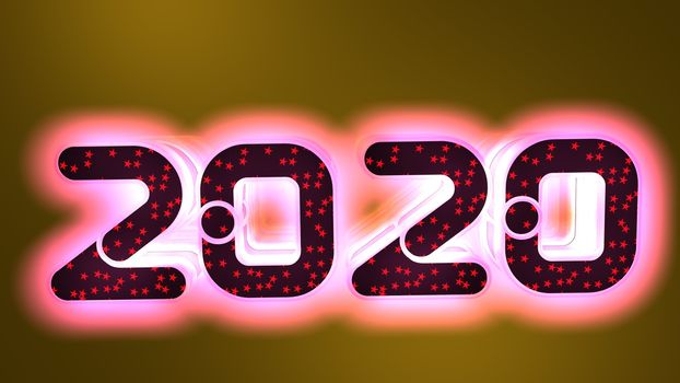 2020 typography on a golden background. Year 2020 greeting card with golden decorative colorful design.