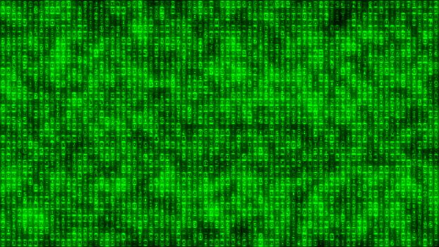 data matrix green binary code, abstract background illustration