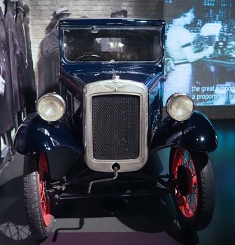 TURIN, ITALY - CIRCA NOVEMBER 2019: Vintage Austin Seven 1932 car at Turin car museum