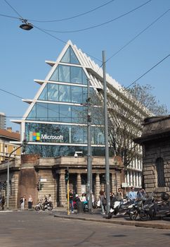 MILAN, ITALY - CIRCA APRIL 2018: Fondazione Feltrinelli foundation designed by architects Herzog and de Meuron