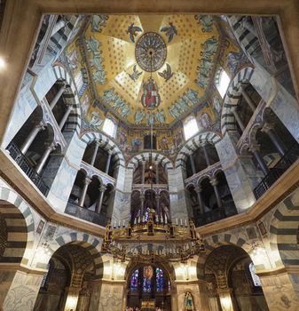 AACHEN, GERMANY - CIRCA AUGUST 2019: Charlemagne Palatine Chapel at Aachener Dom cathedral church