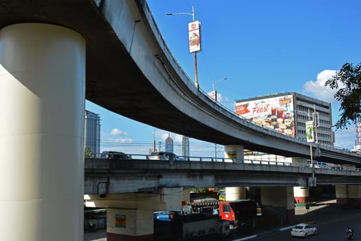 QUEZON CITY, PH - DEC 8 - Fly over bridge at Edsa on December 8, 2018 in Quezon City, Philippines. Edsa is a limited access circumferential highway around Manila, Philippines.