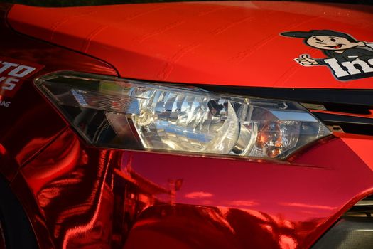 PASAY, PH - DEC 8 - Toyota vios headlight at Bumper to Bumper car show on December 8, 2018 in Pasay, Philippines.