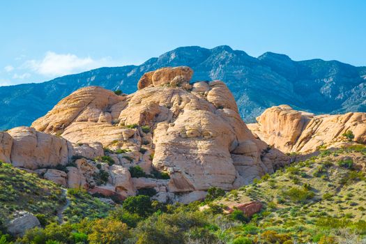 Red Rock Canyon near Las Vegas, Nevada. Views from Red Rock Canyon, Nevada. Rocky desert landscape at sunset, Red Rock Canyon National Recreation Area, Las, Vegas, Nevada, USA.