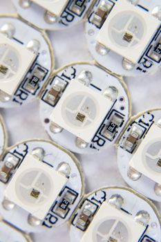 Close up of ws2812b rgb color led diode