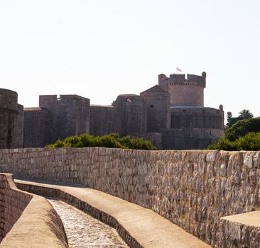 Aerial View on the Old City of Dubrovnik from the City Walls, Croatia.