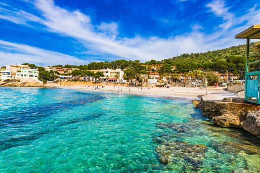 Beautiful bay beach in Sant Elm, coastline bay Mallorca, Spain Mediterranean Sea