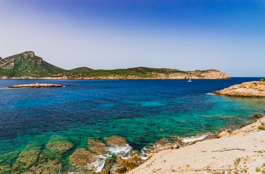 Mallorca, beautiful view of national park Sa Dragonera island at the coast of Sant Elm