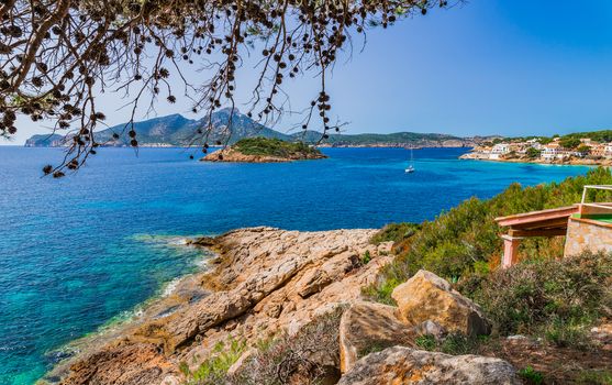 Idyllic view of the bay coast in Sant Elm, Mallorca island, Spain