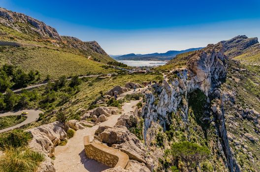 Cap Formentor, cliffs coastline, Mallorca island, Spain Mediterranean Sea