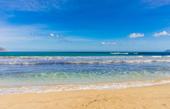 Majorca beach at bay of Alcudia, Spain Mediterranean Sea