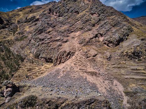 Aerial view of high-mountain landscape in Andes, South America