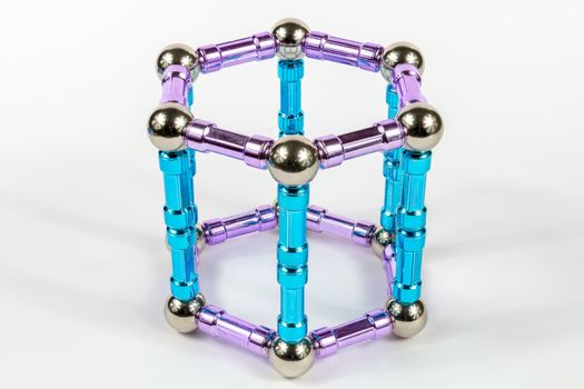 3D Hexagonal Prism Model shape made from magnets