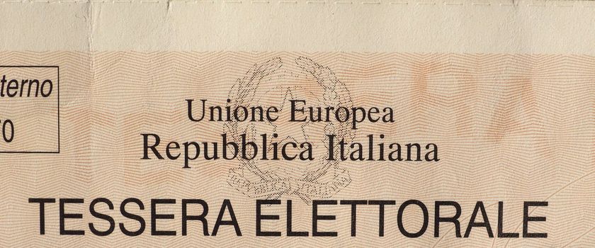 MILAN, ITALY - CIRCA FEBRUARY 2018: Italian electoral card for general elections and local elections