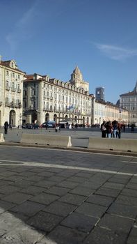 TURIN, ITALY - CIRCA MARCH 2018: Tourists in Piazza Castello square