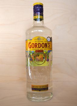 LONDON, UK - CIRCA MARCH 2020: Gordon's Gin bottle