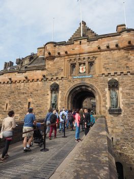 EDINBURGH, UK - CIRCA JUNE 2018: Tourists visiting Edinburgh castle