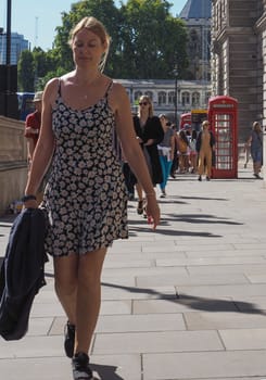 LONDON, UK - CIRCA SEPTEMBER 2019: People in the city centre