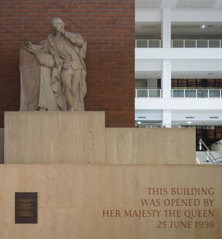 LONDON, UK - CIRCA SEPTEMBER 2019: William Shakespeare sculpture by Louis Roubiliac at the British Library