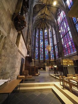 AACHEN, GERMANY - CIRCA AUGUST 2019: Charlemagne Palatine Chapel at Aachener Dom cathedral church