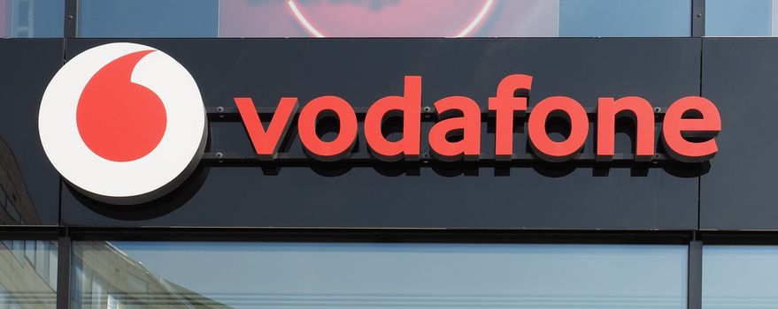 DUESSELDORF, GERMANY - CIRCA AUGUST 2019: Vodafone sign