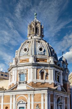 A Roman Dome on a classic church under clear blue sky