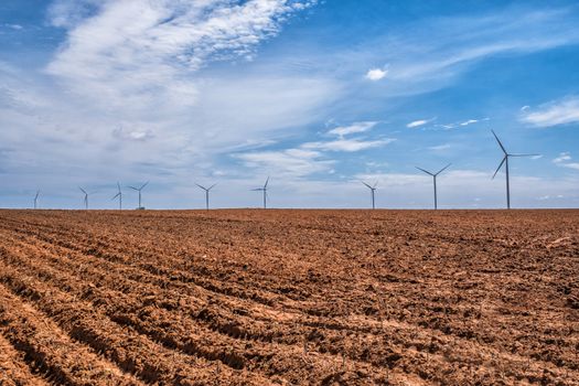 Wind turbine power at daylight 