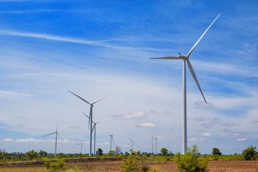 Wind turbine power at daylight 