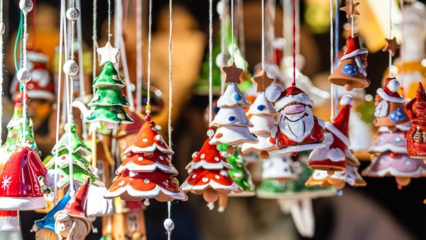 Christmas Ceramics Decorations on Christmas Market at Riga, Latvia - image