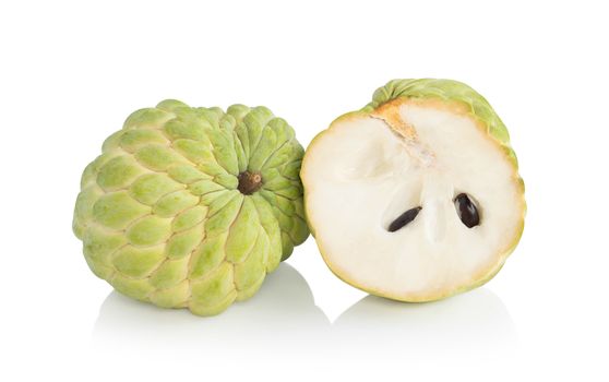 Fresh ripe Sugar apple or custard apple fruit isolated on white background