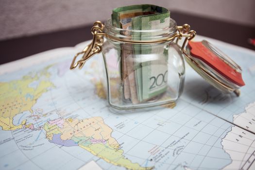 On the map costs small glass jar with savings