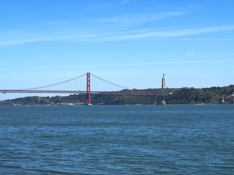 Famous red bride of 25 april in Lisbon named ponte 25 de abril