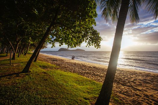 The famous idyllic beachfront of Palm Cove at sunrise in Queensland, Australia