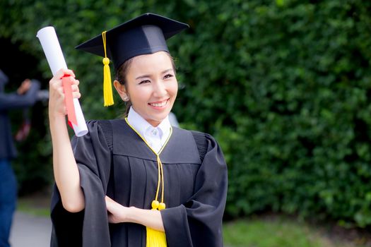 Happy graduated student girl, congratulations - graduate education success - concept education.