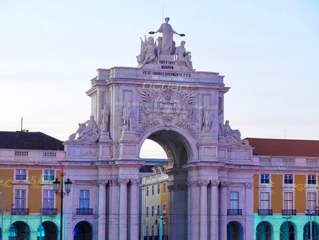 Arco da Rua Augusta at Praca do Comercio in Lisbon