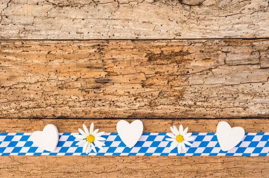 Rustic background for Oktoberfest Germany with traditional blue white pattern