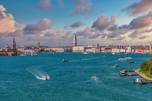 VENICE, ITALY - September 28, 2017: Venice is the capital of the Veneto region of Italy and is spread over 118 islands. Only 55,000 people live in the city proper, that many visit the city each day.